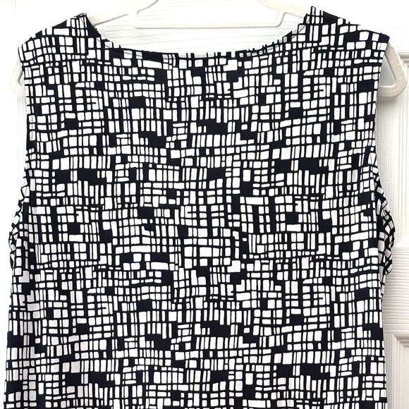 Jones Studio NY Sleeveless Blouse (1X), Drape Cowl Neck, White w/Blue Print NWOT - Picture 6 of 11